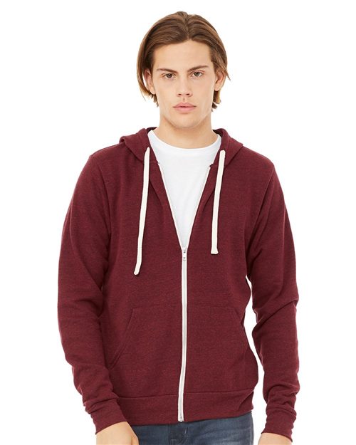 Triblend Sponge Fleece Full-Zip Hoodie - SuperDTF Print Blank Clothing and Accessories