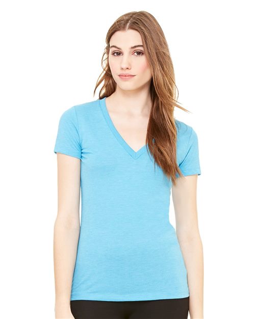 Women’s Triblend Deep V-Neck Tee - SuperDTF Print Blank Clothing and Accessories