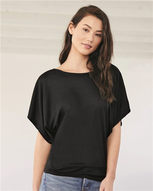 Women’s Flowy Draped Dolman Tee - SuperDTF Print Blank Clothing and Accessories