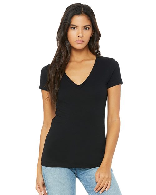 Women’s Jersey Deep V-Neck Tee - SuperDTF Print Blank Clothing and Accessories