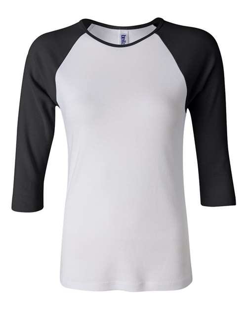 Women’s 1X1 Baby Rib Raglan Three-Quarter Sleeve Tee - SuperDTF Print Blank Clothing and Accessories