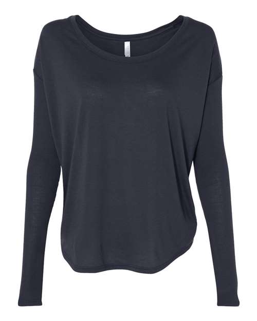 Women’s Flowy 2x1 Ribbed Long Sleeve Tee - SuperDTF Print Blank Clothing and Accessories