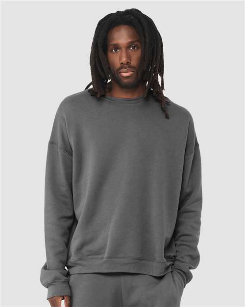 Sponge Fleece Drop Shoulder Crewneck Sweatshirt - Asphalt - SuperDTF Print Blank Clothing and Accessories