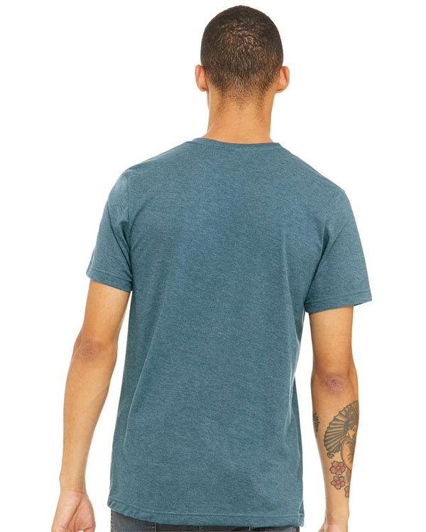 BELLA + CANVAS 3001CVC Heather Deep Teal - Model back