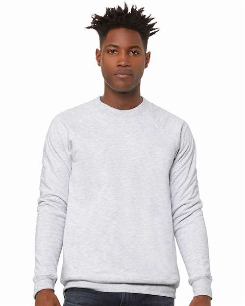 Sponge Fleece Raglan Crewneck Sweatshirt - Ash - SuperDTF Print Blank Clothing and Accessories