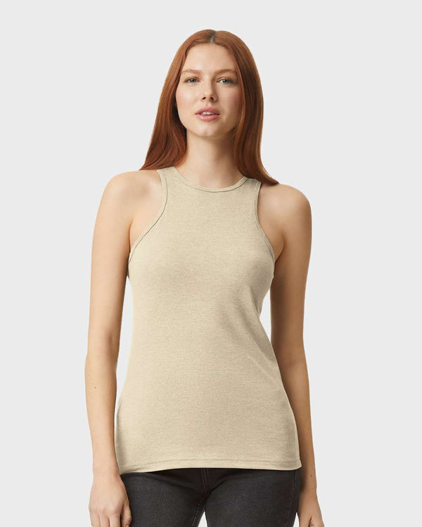 American Apparel 101CVC Heather Bone - Model front