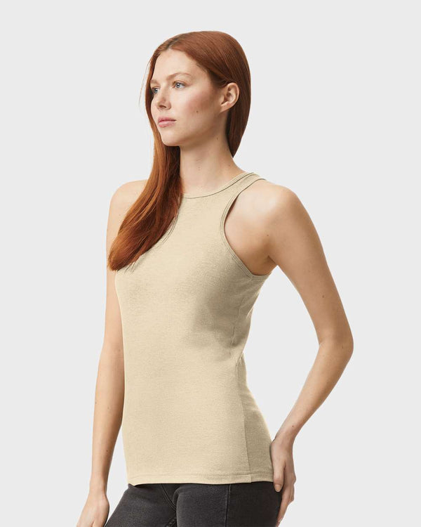 American Apparel 101CVC Heather Bone - Model side