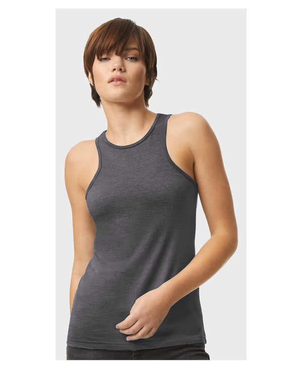 American Apparel 101CVC Heather Charcoal - Model front