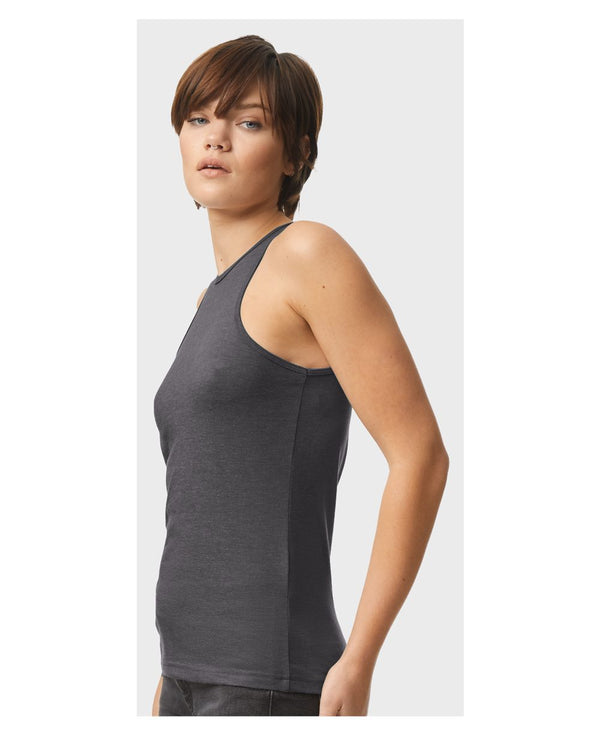 American Apparel 101CVC Heather Charcoal - Model side