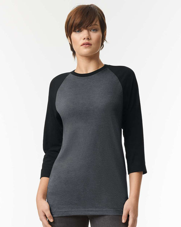 American Apparel 2003CVC Heather Charcoal/ Black - Model front