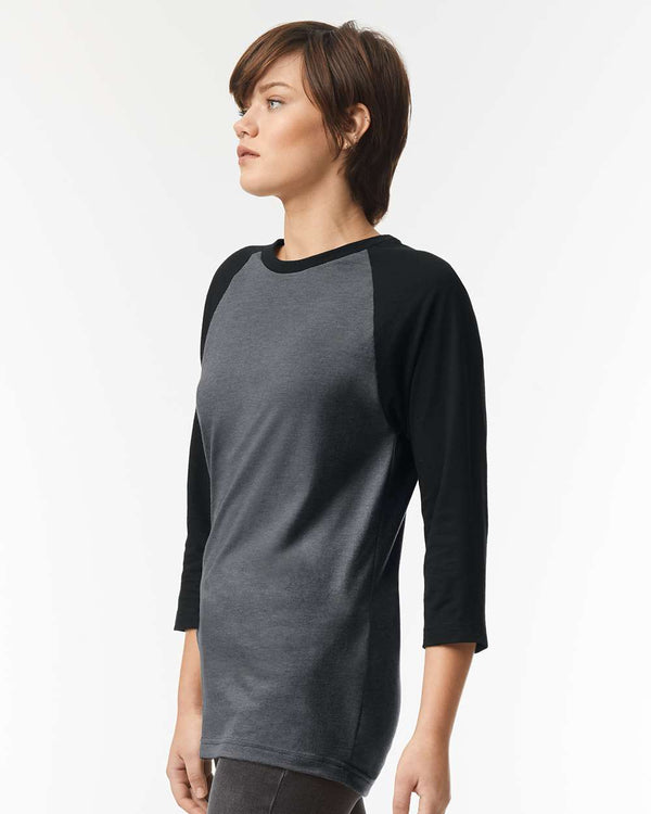 American Apparel 2003CVC Heather Charcoal/ Black - Model side