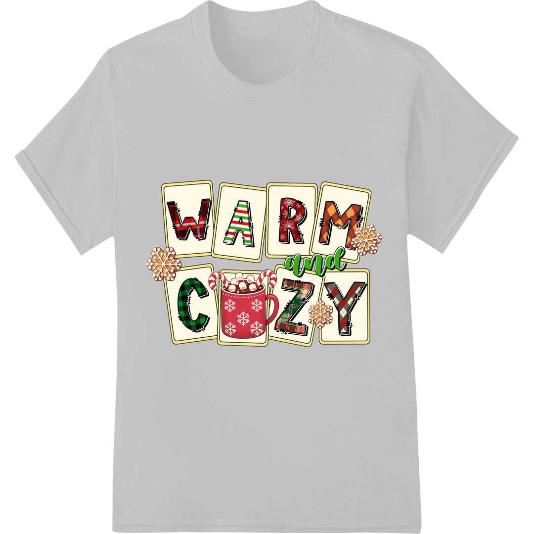 Cozy Christmas Coffee Mug Cheer: Festive DTF Print Design on white shirt - SUPERDTF-DTF Prints-DTF Transfers-Custom DTF Prints