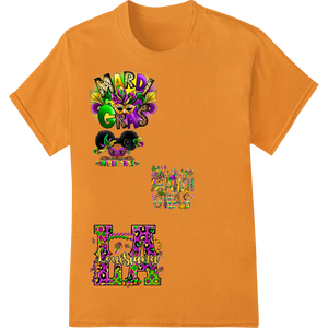 Premium quality DTF printing service on Vibrant Mardi Gras Magic: Festive DTF Transfer Design