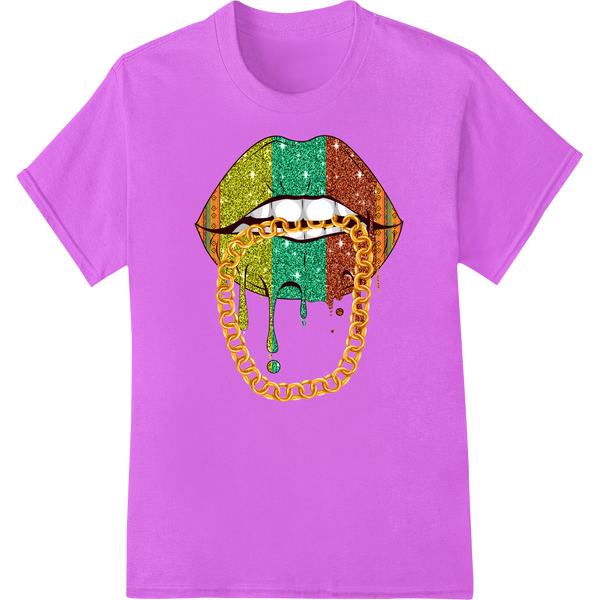 Vibrant Rastafarian Lips DTF Print for Black History Month on purple shirt - SUPERDTF-DTF Prints-DTF Transfers-Custom DTF Prints