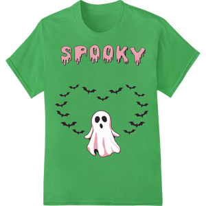 Expert bulk t-shirt printing craftsmanship on Spooky Cute Ghost & Bats Halloween Heat Transfer Print