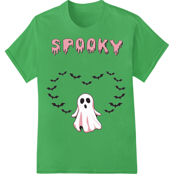 Expert bulk t-shirt printing craftsmanship on Spooky Cute Ghost & Bats Halloween Heat Transfer Print