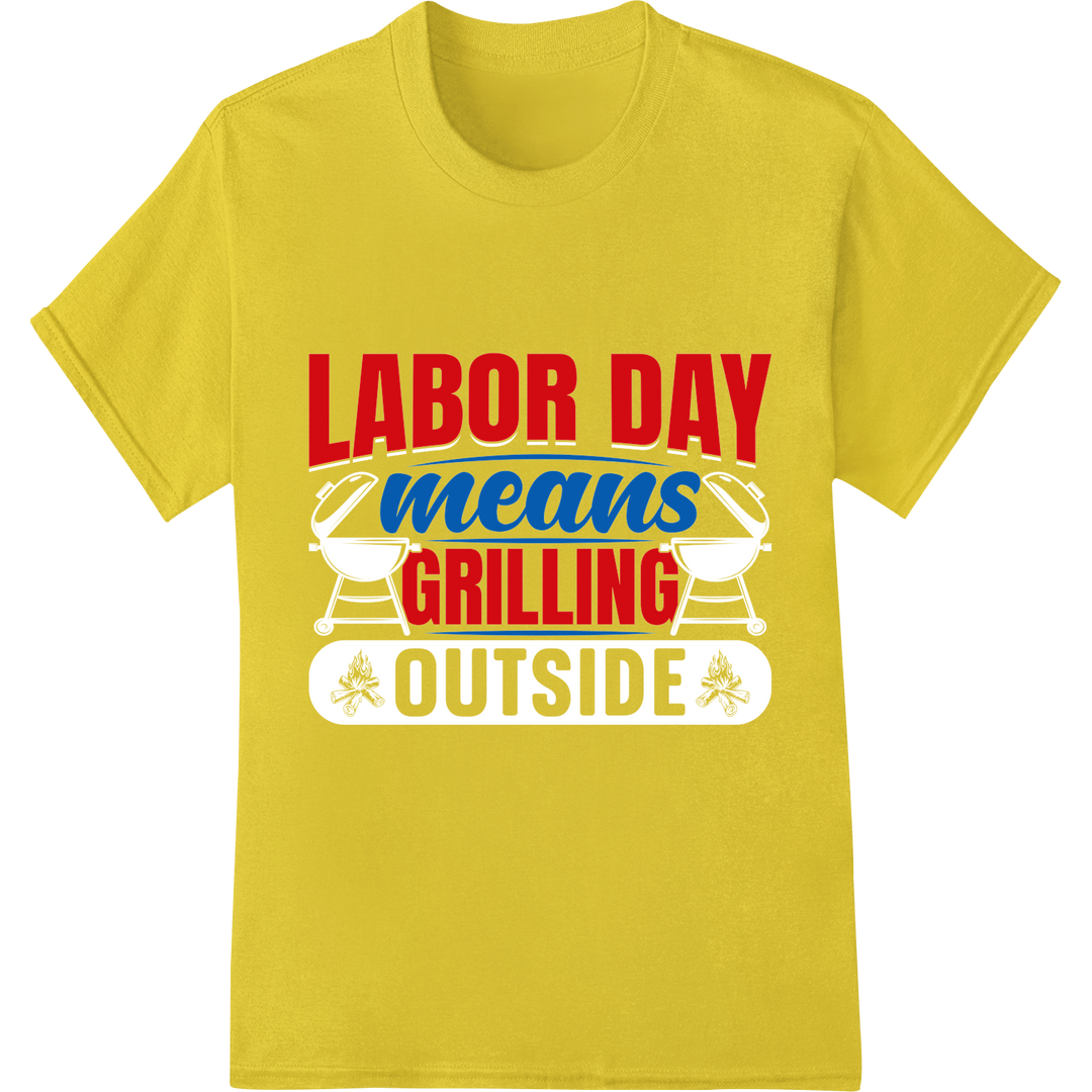 Patriotic Labor Day Grilling DTF Print Heat Transfer on yellow shirt - SUPERDTF-DTF Prints-DTF Transfers-Custom DTF Prints