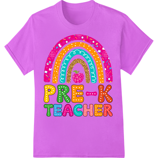 Playful Pre-K Teacher Rainbow Fruit DTF Print Heat Transfer on purple shirt - SUPERDTF-DTF Prints-DTF Transfers-Custom DTF Prints