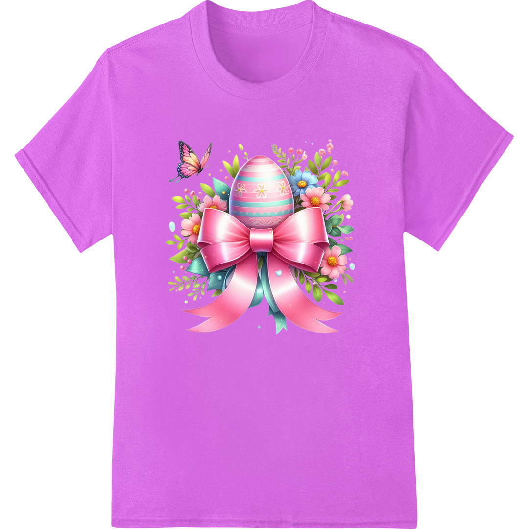 Enchanting Easter Egg Floral Wreath DTF Transfer Print on purple shirt - SUPERDTF-DTF Prints-DTF Transfers-Custom DTF Prints