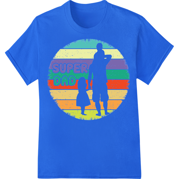 Retro 'Super Dad' DTF Print Heat Transfer | Father's Day Gift on blue shirt - SUPERDTF-DTF Prints-DTF Transfers-Custom DTF Prints