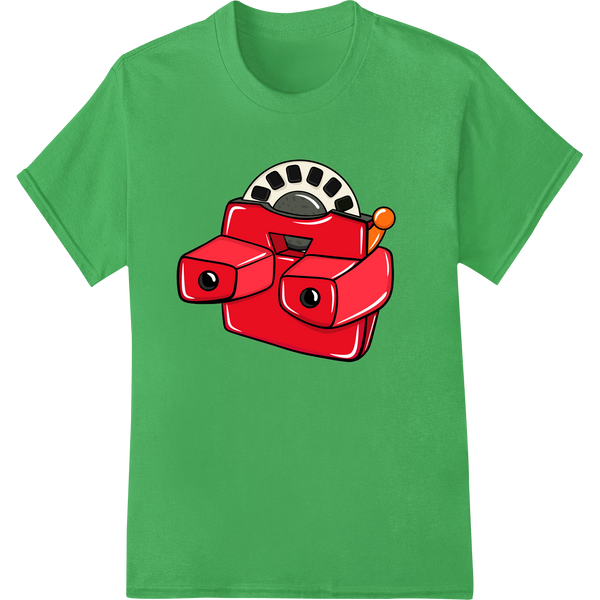 Retro Viewmaster Inspired DTF Print for Nostalgic Style on green shirt - SUPERDTF-DTF Prints-DTF Transfers-Custom DTF Prints