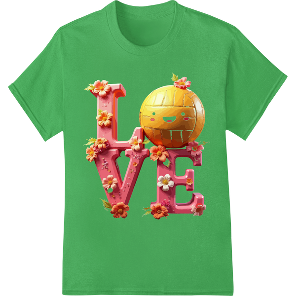 Volleyball LOVE: Romantic Valentine's Day DTF Print Transfer on green shirt - SUPERDTF-DTF Prints-DTF Transfers-Custom DTF Prints