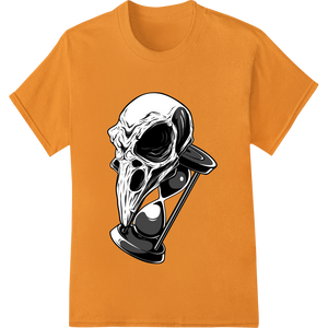 Durable bulk t-shirt printing applied to Skull Hourglass: Macabre Memento Mori DTF Print Transfer