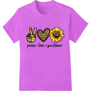 Cutting-edge digital printing featured on Sunflower Peace Love Heat Transfer - Vibrant DTF Print