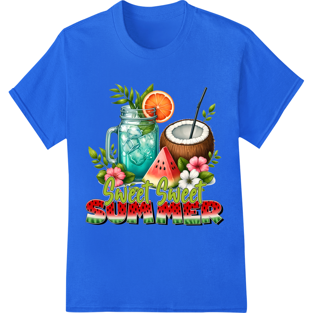 Sweet Summer Refreshments - Vibrant DTF Print Heat Transfer on blue shirt - SUPERDTF-DTF Prints-DTF Transfers-Custom DTF Prints