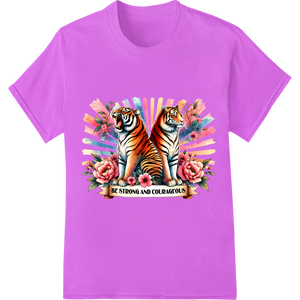 Unleash Your Courage: Bold Tiger & Floral DTF Print Transfer featuring professional custom garment printing