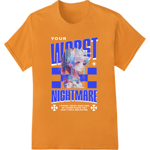 Unique DTF printing service for Haunting 'Worst Nightmare' Glitch Portrait DTF Print