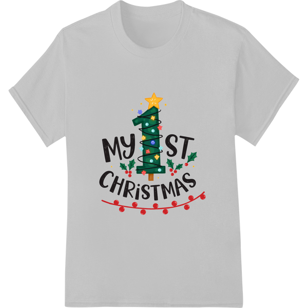 Adorable 'My 1st Christmas' DTF Print Heat Transfer on white shirt - SUPERDTF-DTF Prints-DTF Transfers-Custom DTF Prints