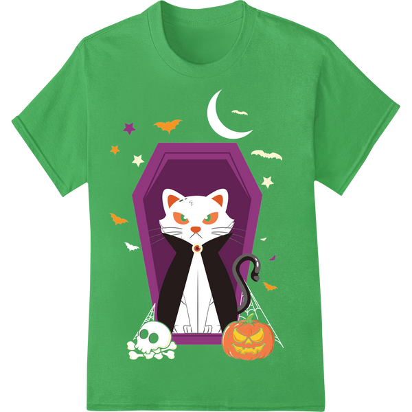 Adorable Cat Lover Halloween DTF Print Heat Transfer on green shirt - SUPERDTF-DTF Prints-DTF Transfers-Custom DTF Prints