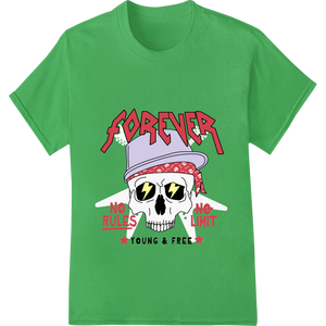 Forever Young & Free: Rebel Skull DTF Print Heat Transfer - High-quality digital printing