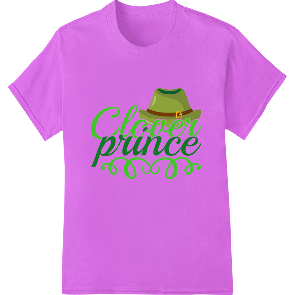 Playful 'Clover Prince' St. Patrick's Day DTF Print Transfer on purple shirt - SUPERDTF-DTF Prints-DTF Transfers-Custom DTF Prints