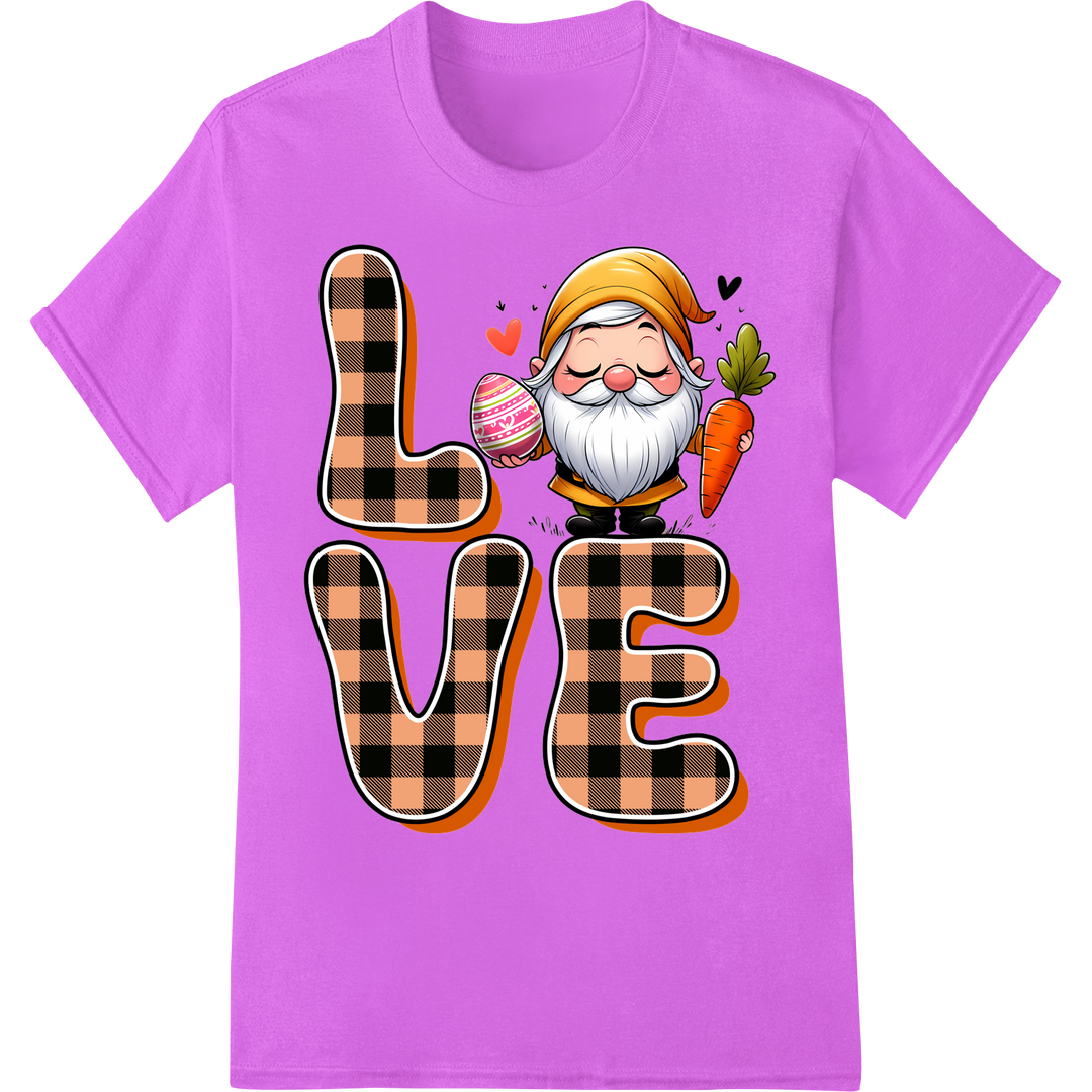 Adorable Gnome Easter DTF Print | Whimsical Holiday Design on purple shirt - SUPERDTF-DTF Prints-DTF Transfers-Custom DTF Prints