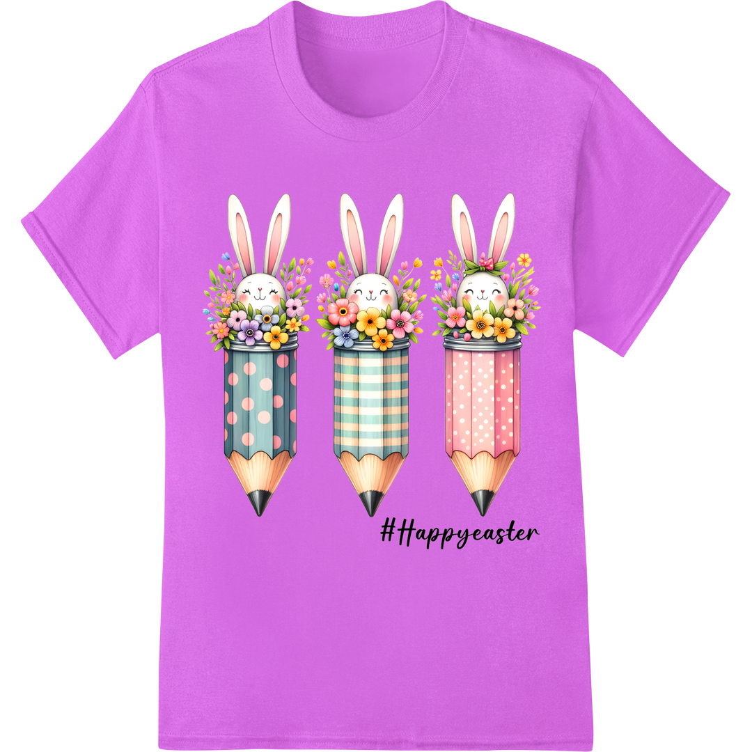 Retro Easter Bunny Pencils DTF Print Heat Transfer on purple shirt - SUPERDTF-DTF Prints-DTF Transfers-Custom DTF Prints