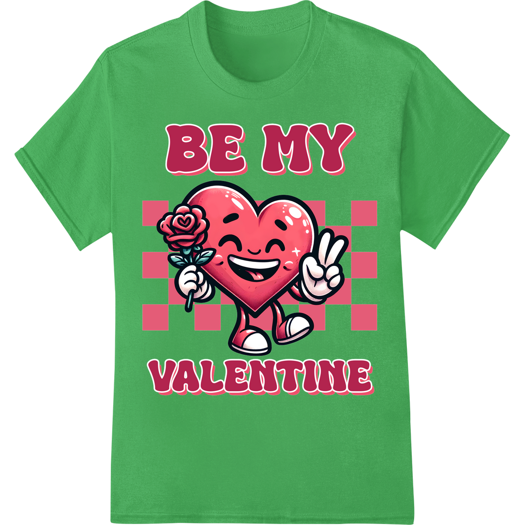 Adorable Smiling Heart DTF Print Heat Transfer | Valentine on green shirt - SUPERDTF-DTF Prints-DTF Transfers-Custom DTF Prints