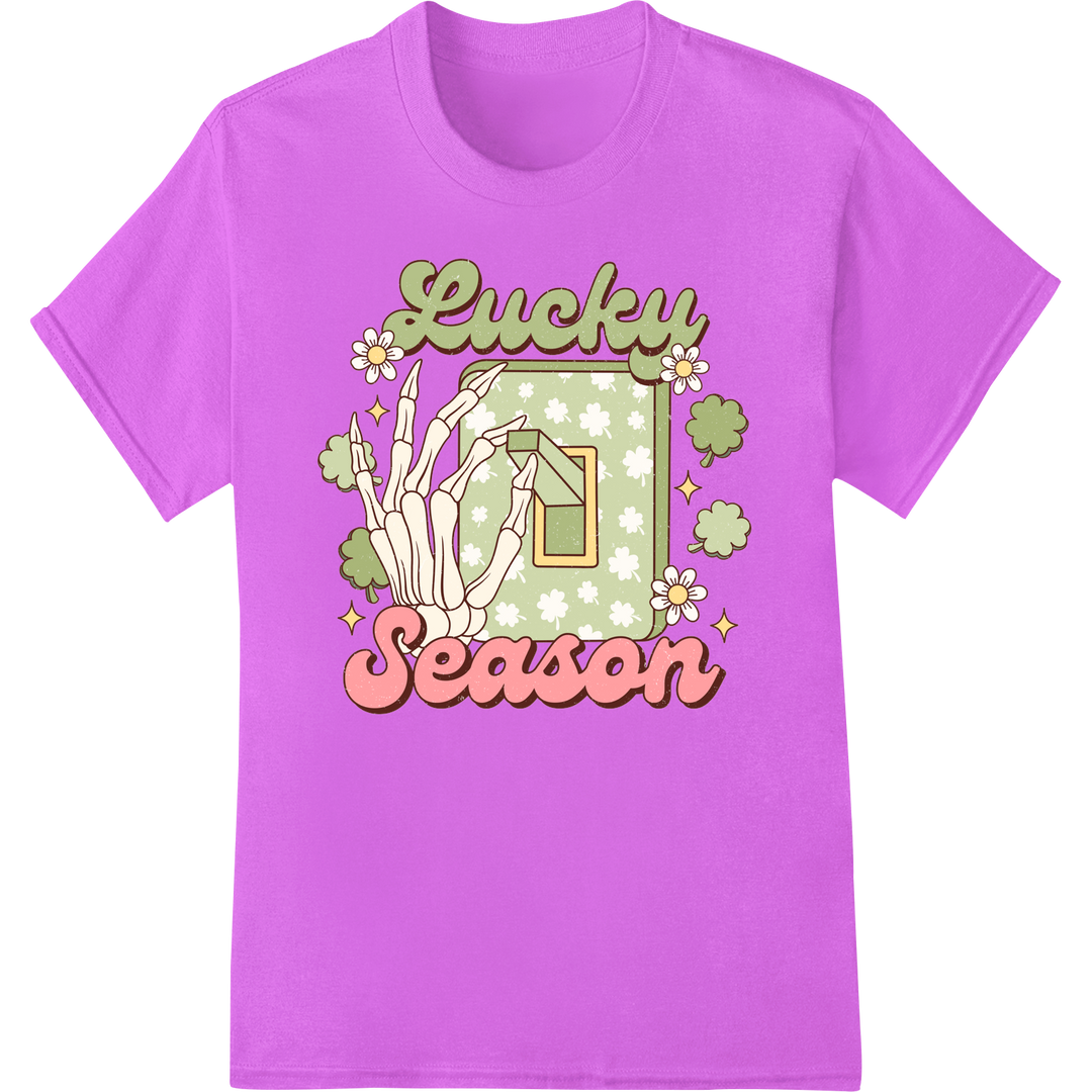 Lucky Season: Vibrant St. Patrick's Day Heat Transfer Print on purple shirt - SUPERDTF-DTF Prints-DTF Transfers-Custom DTF Prints