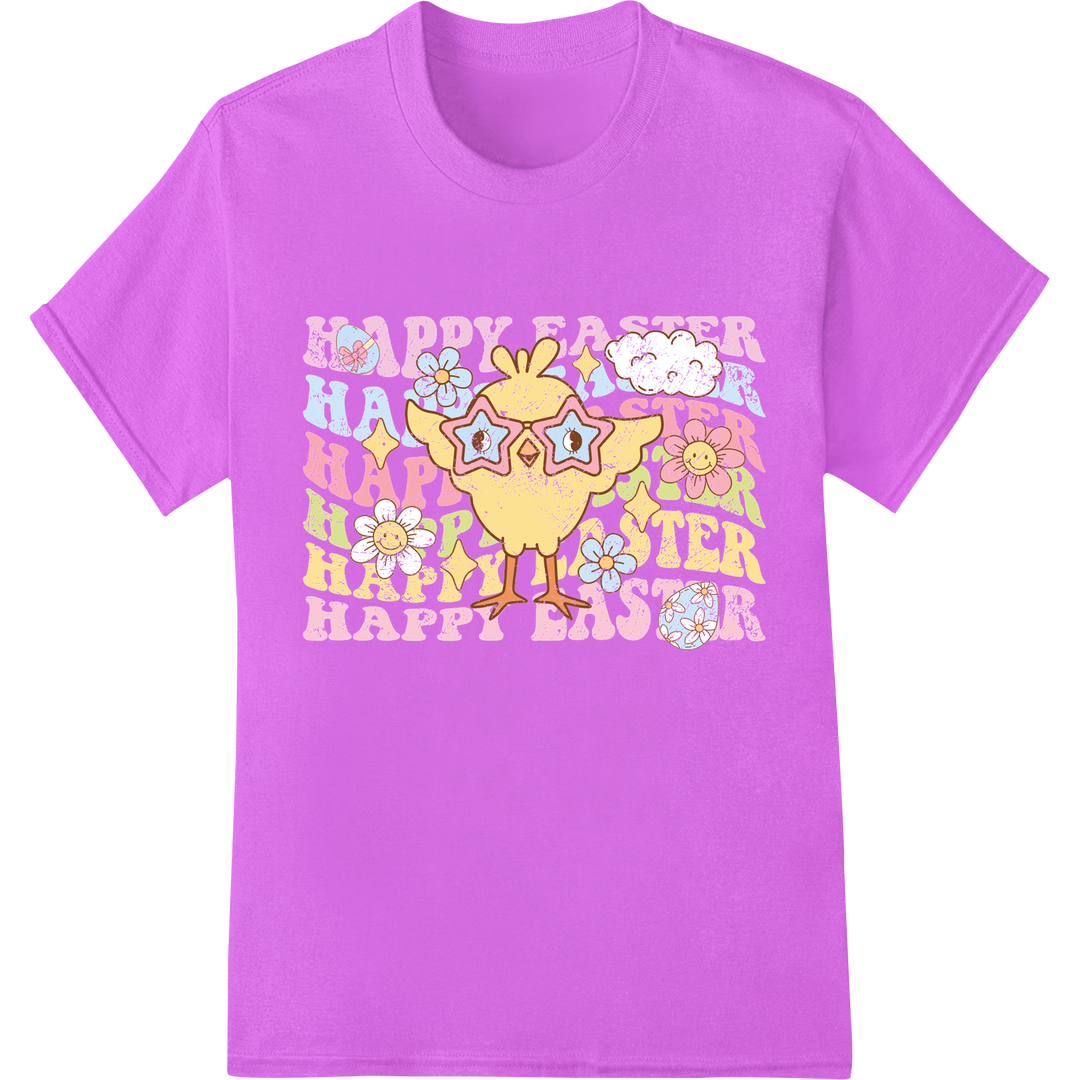 Retro Chick Charm: Nostalgic Easter DTF Print Heat Transfer on purple shirt - SUPERDTF-DTF Prints-DTF Transfers-Custom DTF Prints