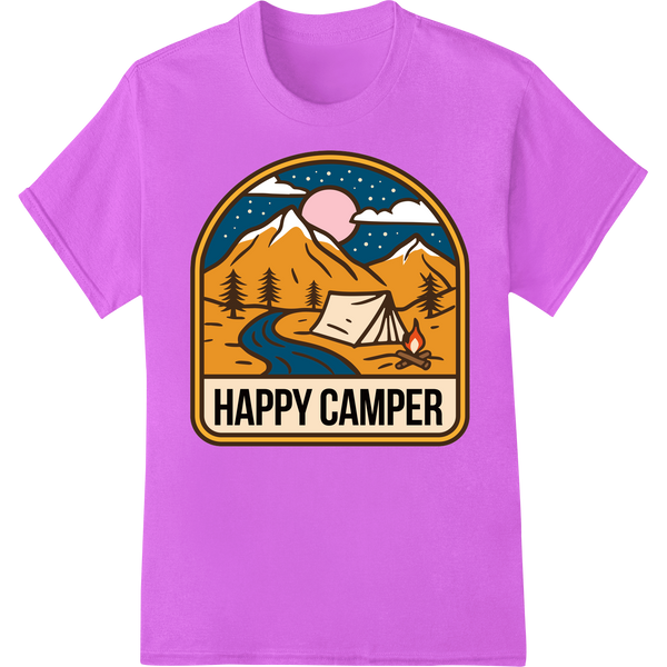 Happy Camper: Embrace the Great Outdoors on purple shirt - SUPERDTF-DTF Prints-DTF Transfers-Custom DTF Prints