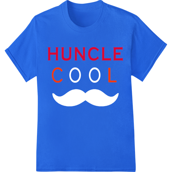 Festive Red & White "HUNCLE C L" Holiday DTF Print Transfer on blue shirt - SUPERDTF-DTF Prints-DTF Transfers-Custom DTF Prints