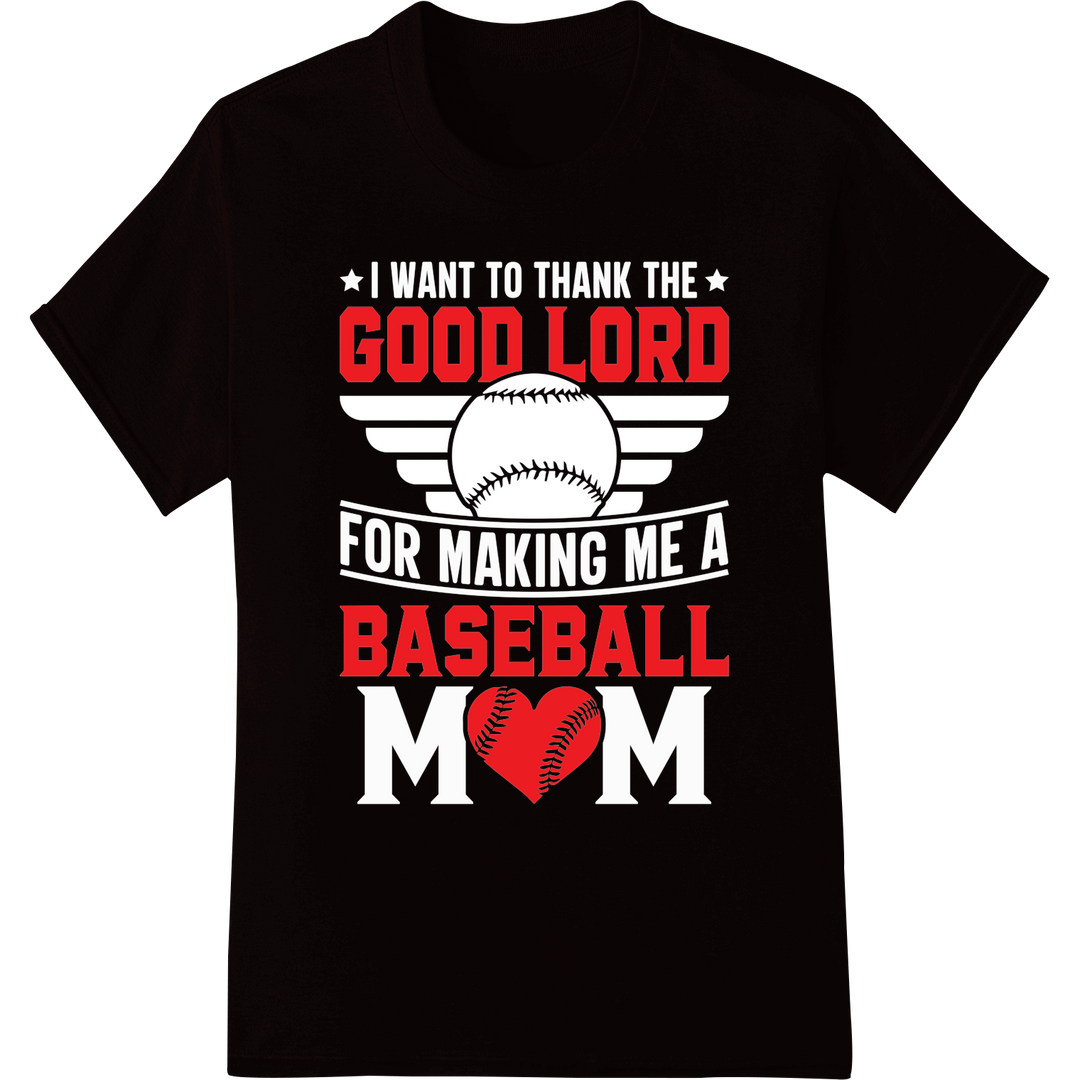 GOOD LORD BASEBALL: Faithful Fan DTF Heat Transfer Print on black shirt - SUPERDTF-DTF Prints-DTF Transfers-Custom DTF Prints