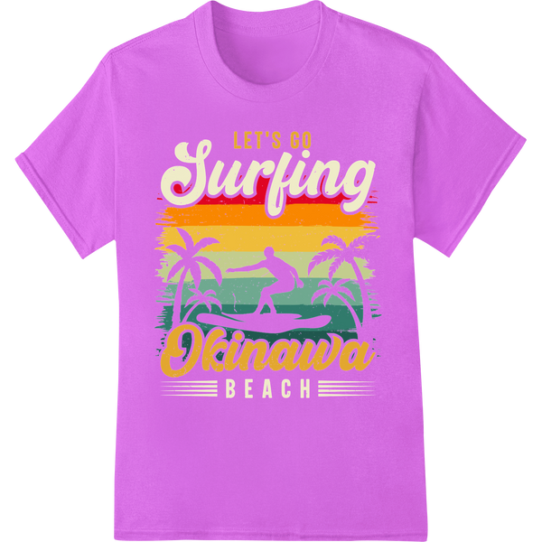 Retro Okinawa Surf Vibes DTF Print Heat Transfer on purple shirt - SUPERDTF-DTF Prints-DTF Transfers-Custom DTF Prints