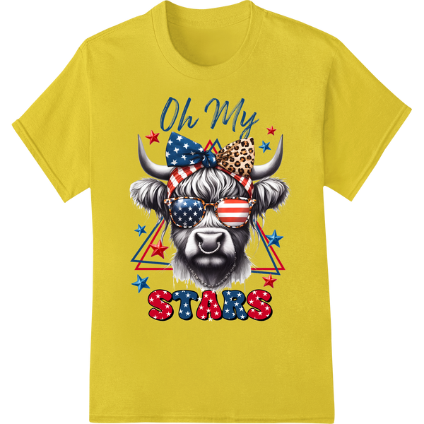 Patriotic Buffalo Stars 4th of July DTF Print Heat Transfer on yellow shirt - SUPERDTF-DTF Prints-DTF Transfers-Custom DTF Prints