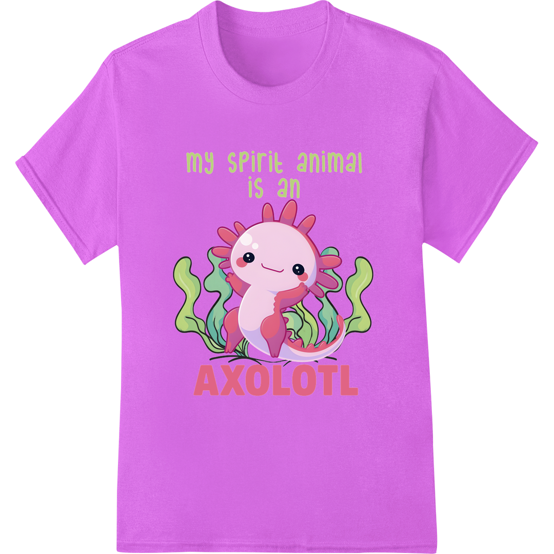 Adorable 'My Spirit Animal is an Axolotl' DTF Print Transfer on purple shirt - SUPERDTF-DTF Prints-DTF Transfers-Custom DTF Prints