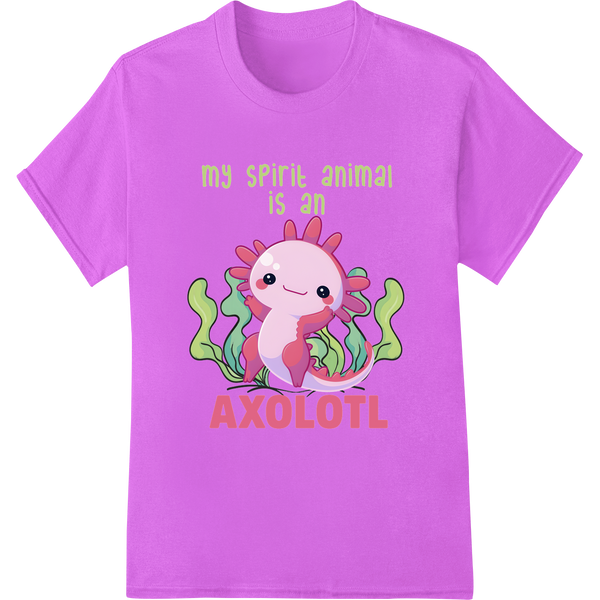 Adorable 'My Spirit Animal is an Axolotl' DTF Print Transfer on purple shirt - SUPERDTF-DTF Prints-DTF Transfers-Custom DTF Prints