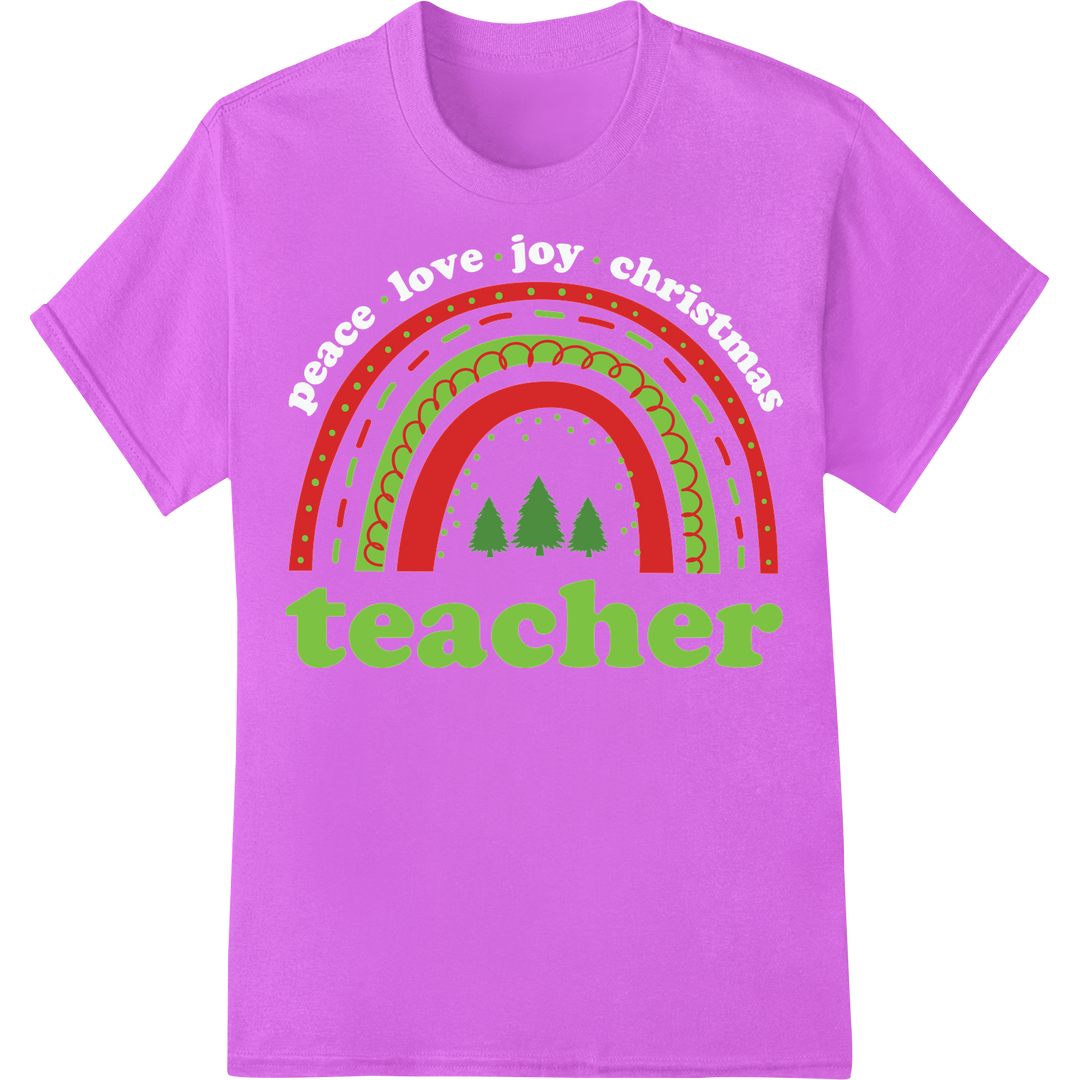 Festive Teacher Rainbow Christmas DTF Print Heat Transfer on purple shirt - SUPERDTF-DTF Prints-DTF Transfers-Custom DTF Prints