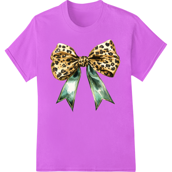 St. Patrick's Day Leopard Bow Heat Transfer | Irish Style on purple shirt - SUPERDTF-DTF Prints-DTF Transfers-Custom DTF Prints