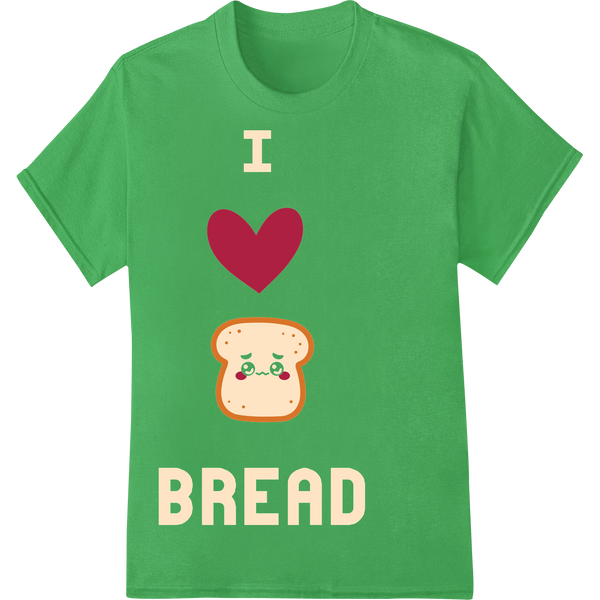 Retro Love Bread: Adorable Heat Transfer for Baking Fans on green shirt - SUPERDTF-DTF Prints-DTF Transfers-Custom DTF Prints